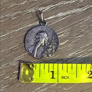 Vintage Silver Plated Pendant with Engraved Design